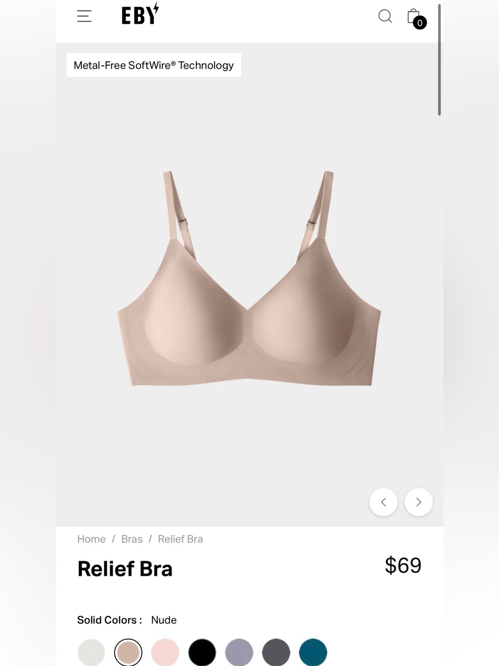 EBY Relief Bra SoftWire Seamless Flexible Support Nude Tan Size L - Picture 5 of 6